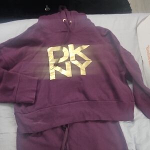 DKNY Kids Hoodie in Purple with Gold Logo
